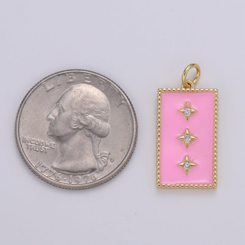 24K Gold plated North Star Charm Pendant Enamel Tag Charm Black Pink Red Blue Tag jewelry for Necklace bracelet charm E-127~E-131 - DLUXCA