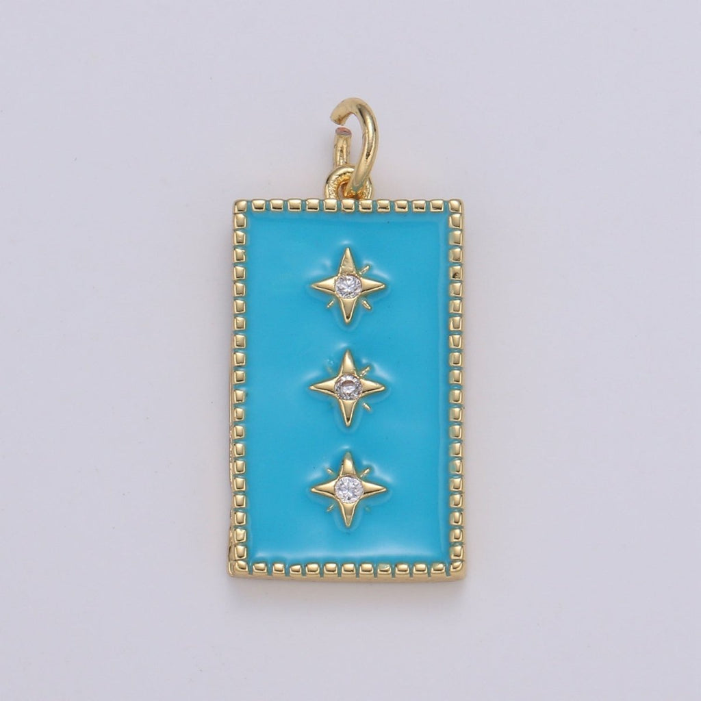 24K Gold plated North Star Charm Pendant Enamel Tag Charm Black Pink Red Blue Tag jewelry for Necklace bracelet charm E-127~E-131 - DLUXCA
