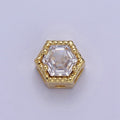 24K Gold plated Octagon Bead Spacer CZ Micro Pave Geometric Bead Connector Charm Bracelet Necklace for DIY Jewelry Making Supply B-337 - B-341 - DLUXCA