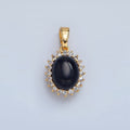 24K Gold plated Onyx Gemstone Cabochon CZ Pendant in Gold & Silver | AA981 - DLUXCA