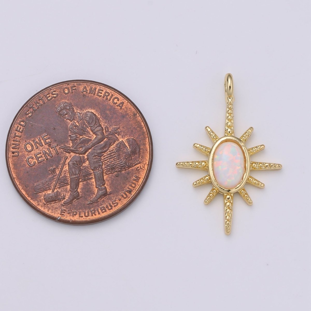 24K Gold plated Opal White Blue Star Pendant Northstar Charme E-027 E-028 - DLUXCA