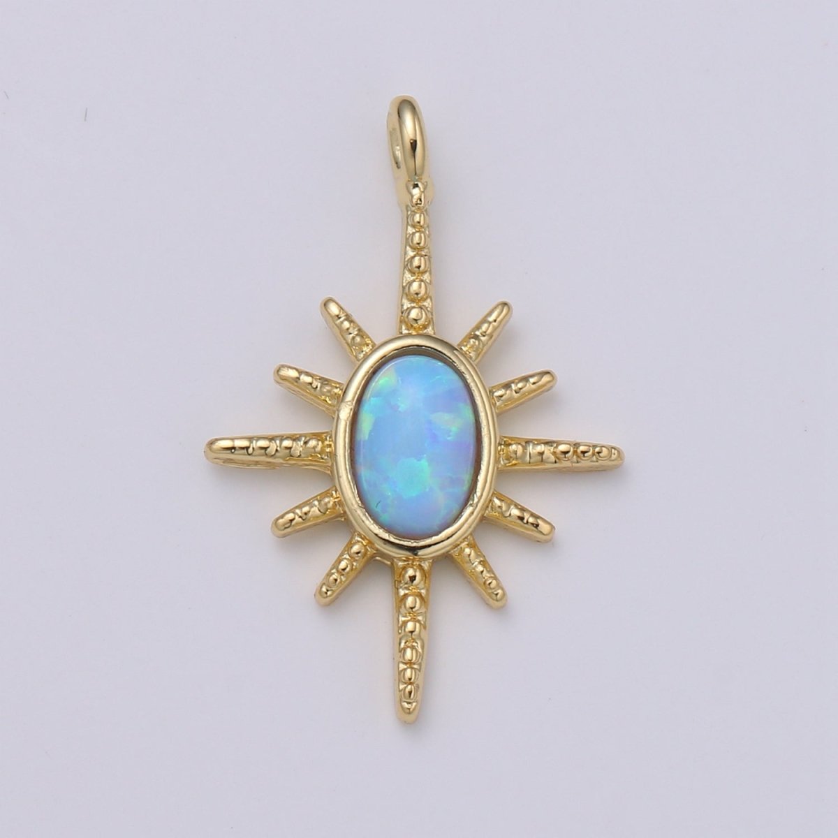 24K Gold plated Opal White Blue Star Pendant Northstar Charme E-027 E-028 - DLUXCA