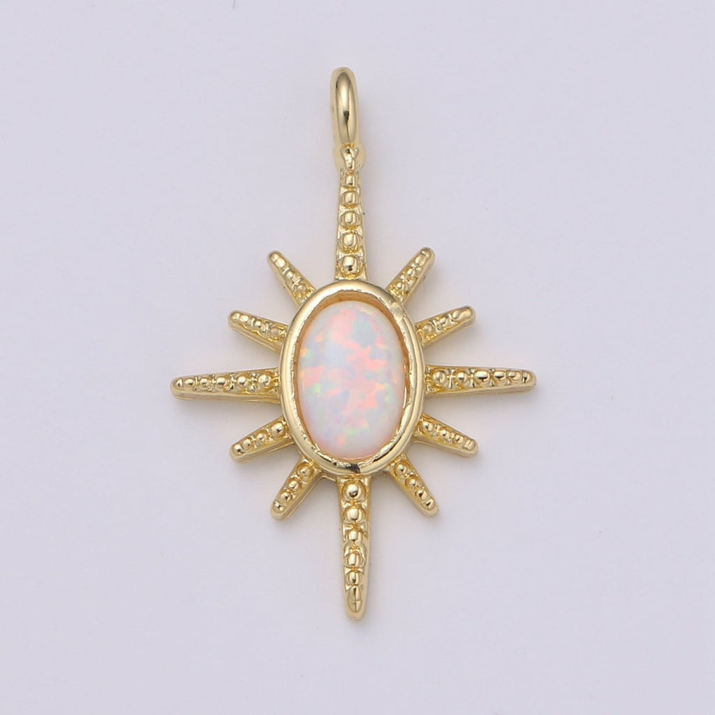 24K Gold plated Opal White Blue Star Pendant Northstar Charme E-027 E-028 - DLUXCA