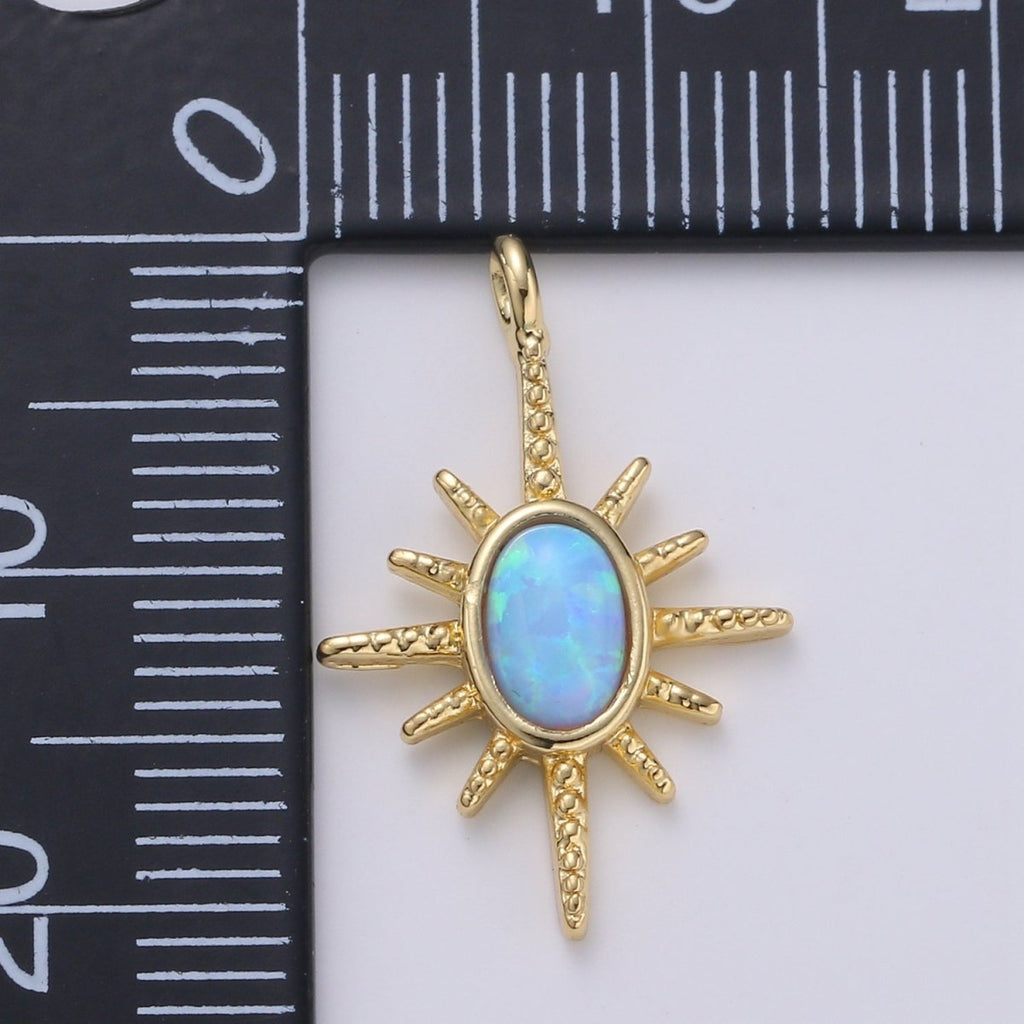 24K Gold plated Opal White Blue Star Pendant Northstar Charme E-027 E-028 - DLUXCA