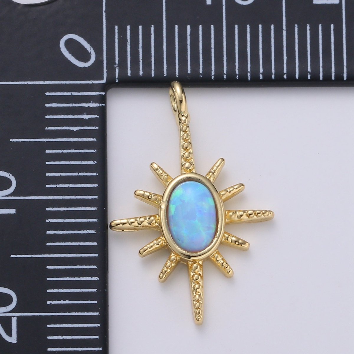 24K Gold plated Opal White Blue Star Pendant Northstar Charme E-027 E-028 - DLUXCA