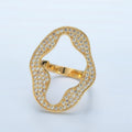24K Gold plated Open Abstract Micro Paved CZ Ring | U326 - DLUXCA
