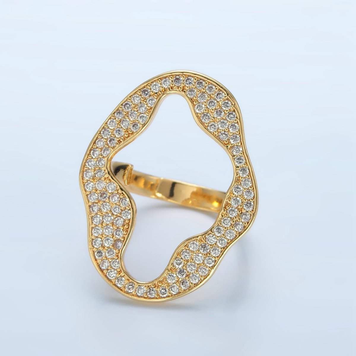 24K Gold plated Open Abstract Micro Paved CZ Ring | U326 - DLUXCA
