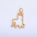 24K Gold plated Open Cat Pet Silhouette Outline Charm in Gold & Silver | W397 - DLUXCA