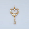 24K Gold plated Open Clear CZ Heart Wings Teardrop Drop Charm | E689 - DLUXCA