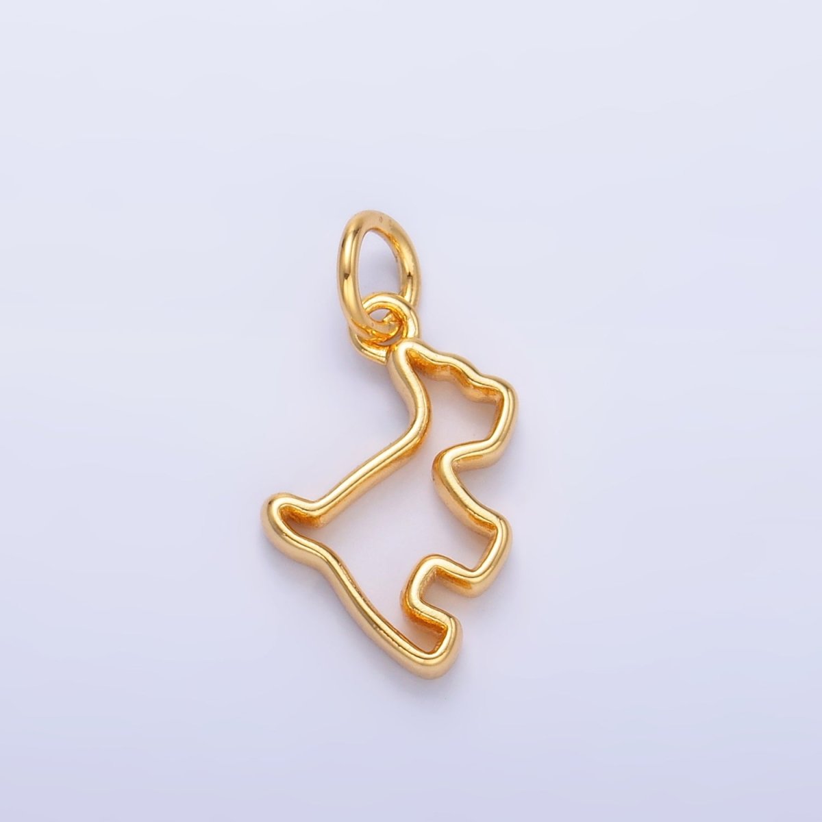 24K Gold plated Open Dog Pet Silhouette Outline Charm in Gold & Silver | W872 