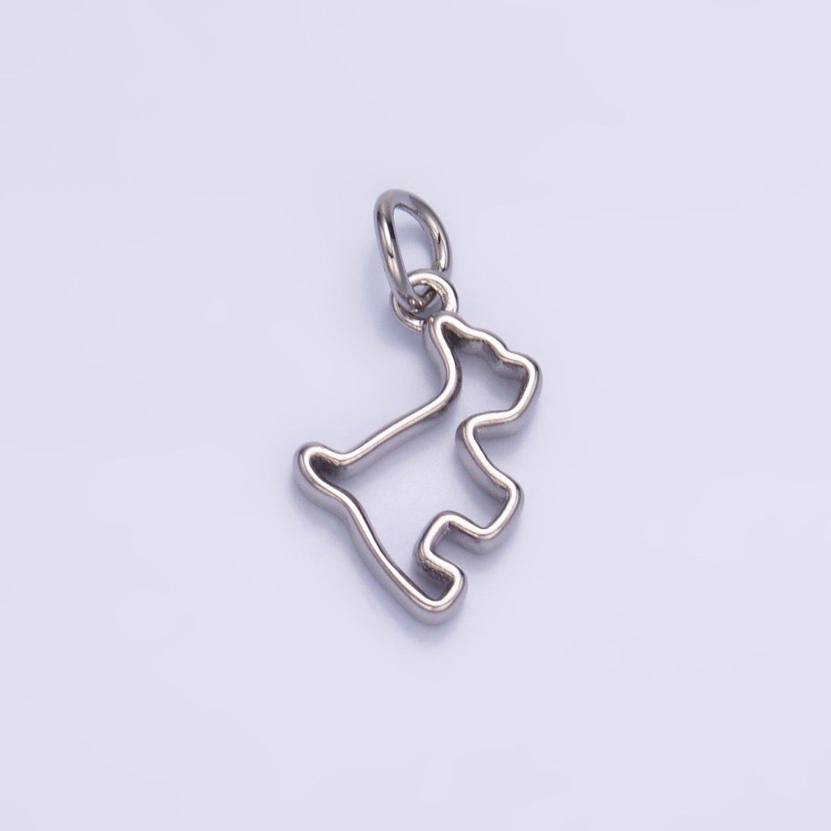 24K Gold plated Open Dog Pet Silhouette Outline Charm in Gold & Silver | W872 