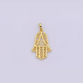 24K Gold plated Open Filigree Hamsa Hand Pendant | I679 - DLUXCA