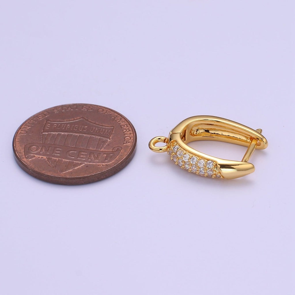 24K Gold plated Open link Lever back Micro Paved CZ Earring Supplies K-847 - DLUXCA