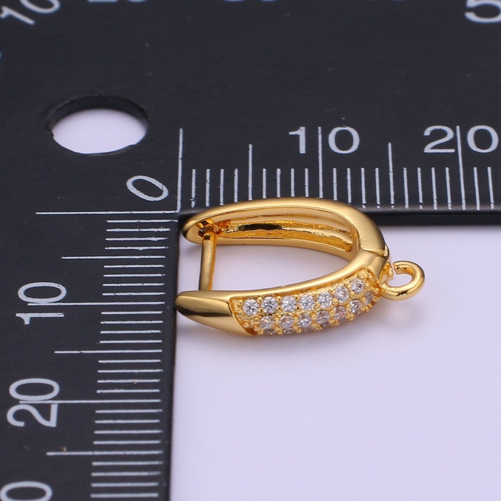 24K Gold plated Open link Lever back Micro Paved CZ Earring Supplies K-847 - DLUXCA