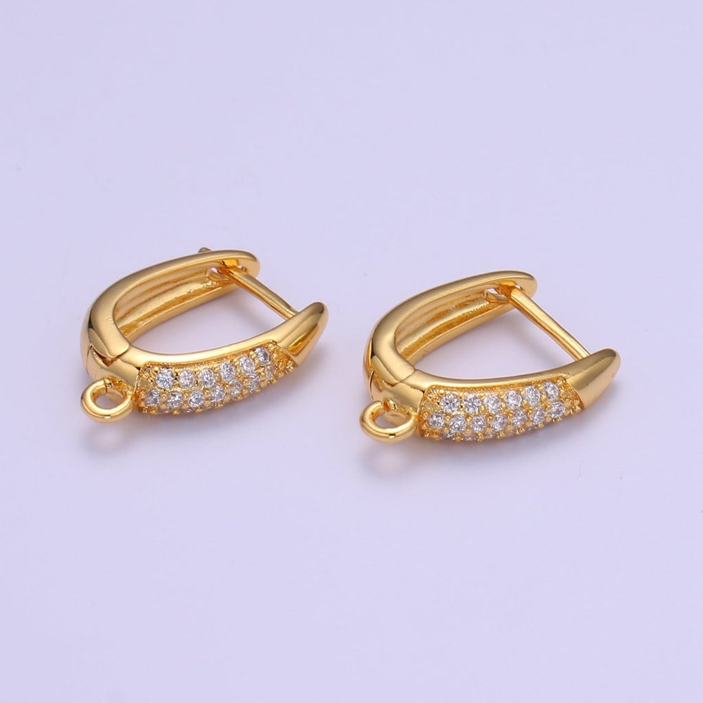 24K Gold plated Open link Lever back Micro Paved CZ Earring Supplies K-847 - DLUXCA