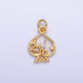 24K Gold plated Open Marquise CZ Artisan Spade Card Charm | W209 - DLUXCA