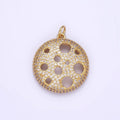 24K Gold plated Open Micro Paved CZ Round Charm | D490 - DLUXCA