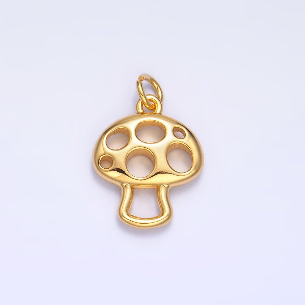 24K Gold plated Open Mushroom Charm in Gold & Silver | W218