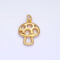 24K Gold plated Open Mushroom Charm in Gold & Silver | W218