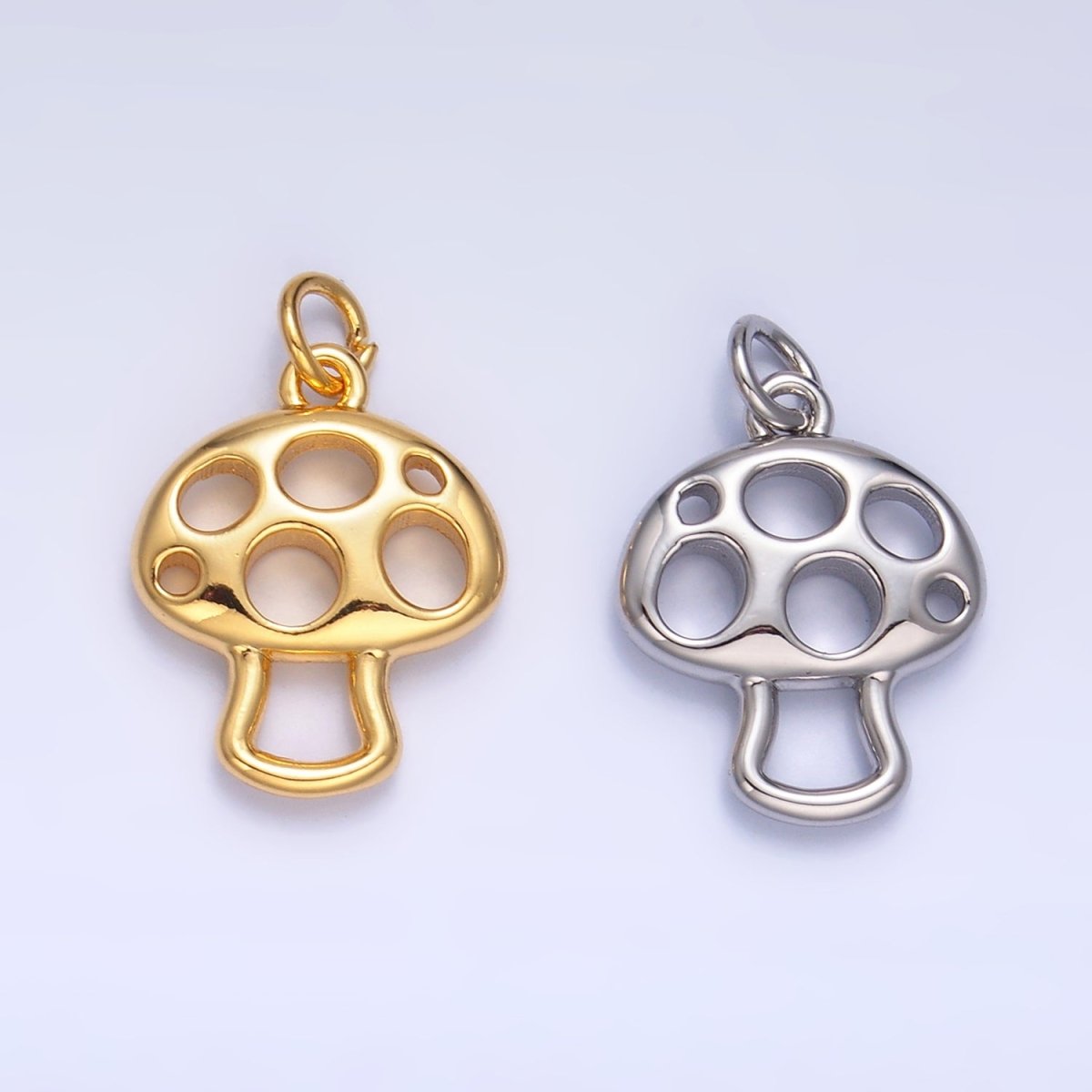 24K Gold plated Open Mushroom Charm in Gold & Silver | W218