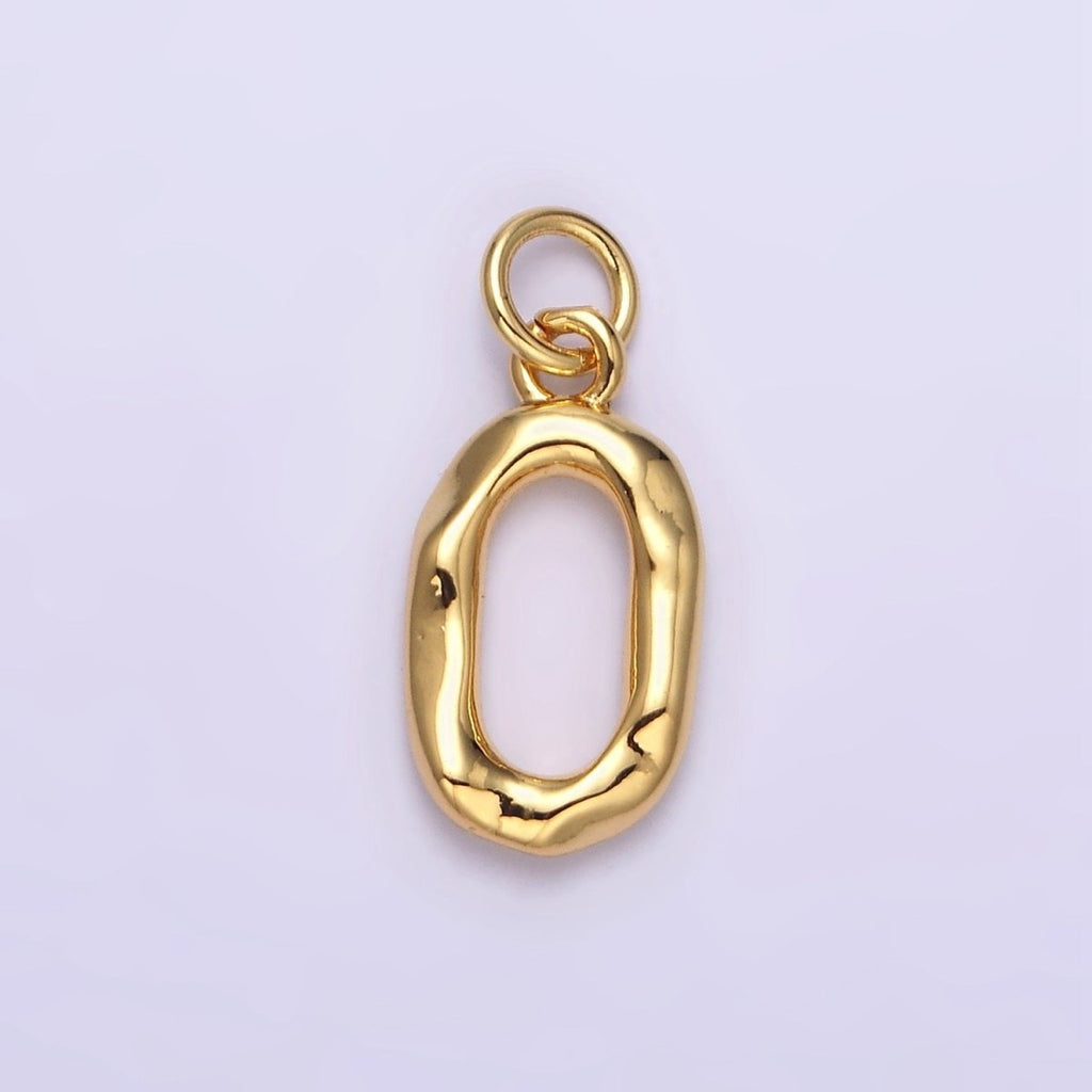 24K Gold plated Open Oblong "0" Zero Geometric Abstract Charm | AC1377 - DLUXCA