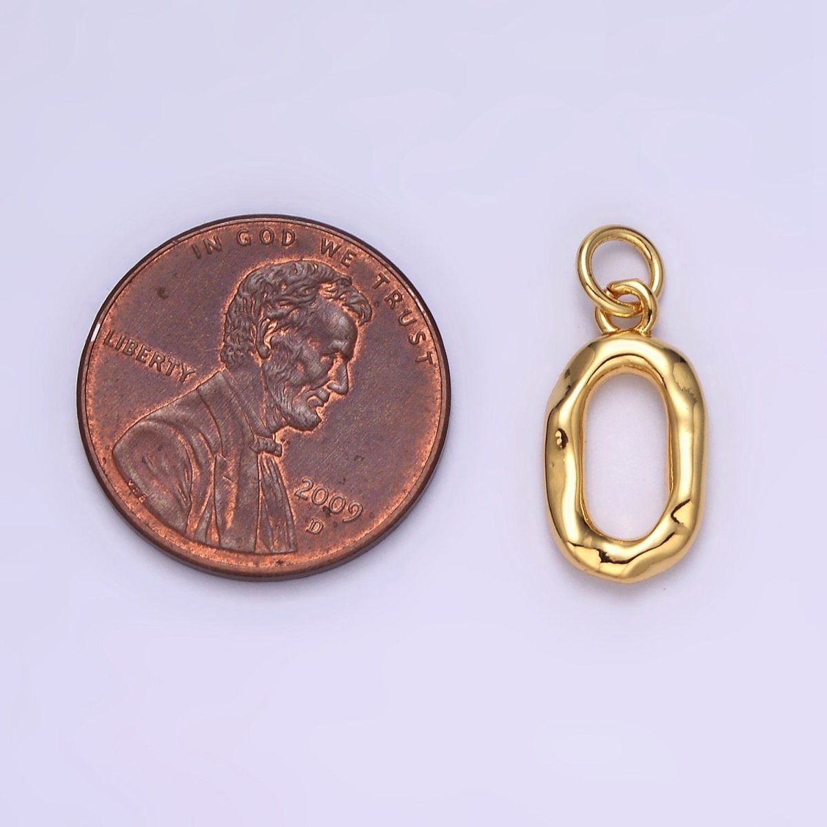 24K Gold plated Open Oblong "0" Zero Geometric Abstract Charm | AC1377 - DLUXCA