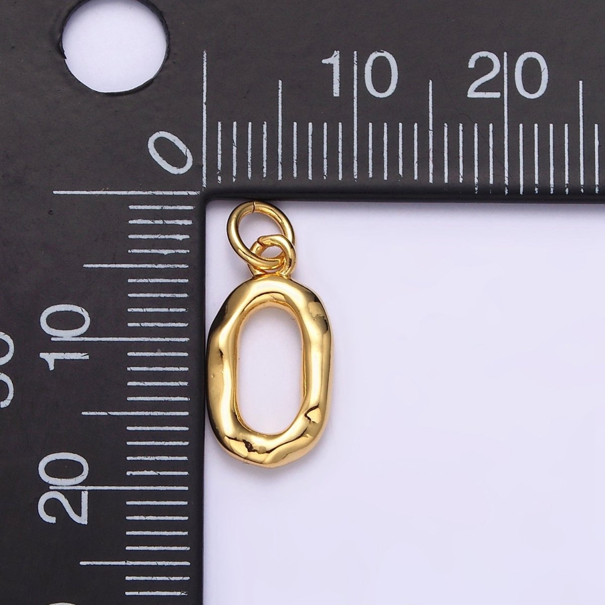24K Gold plated Open Oblong "0" Zero Geometric Abstract Charm | AC1377 - DLUXCA
