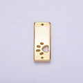 24K Gold plated Open Pawprint Pet Animal 8mm Rectangular Tag Connector | G806 - DLUXCA