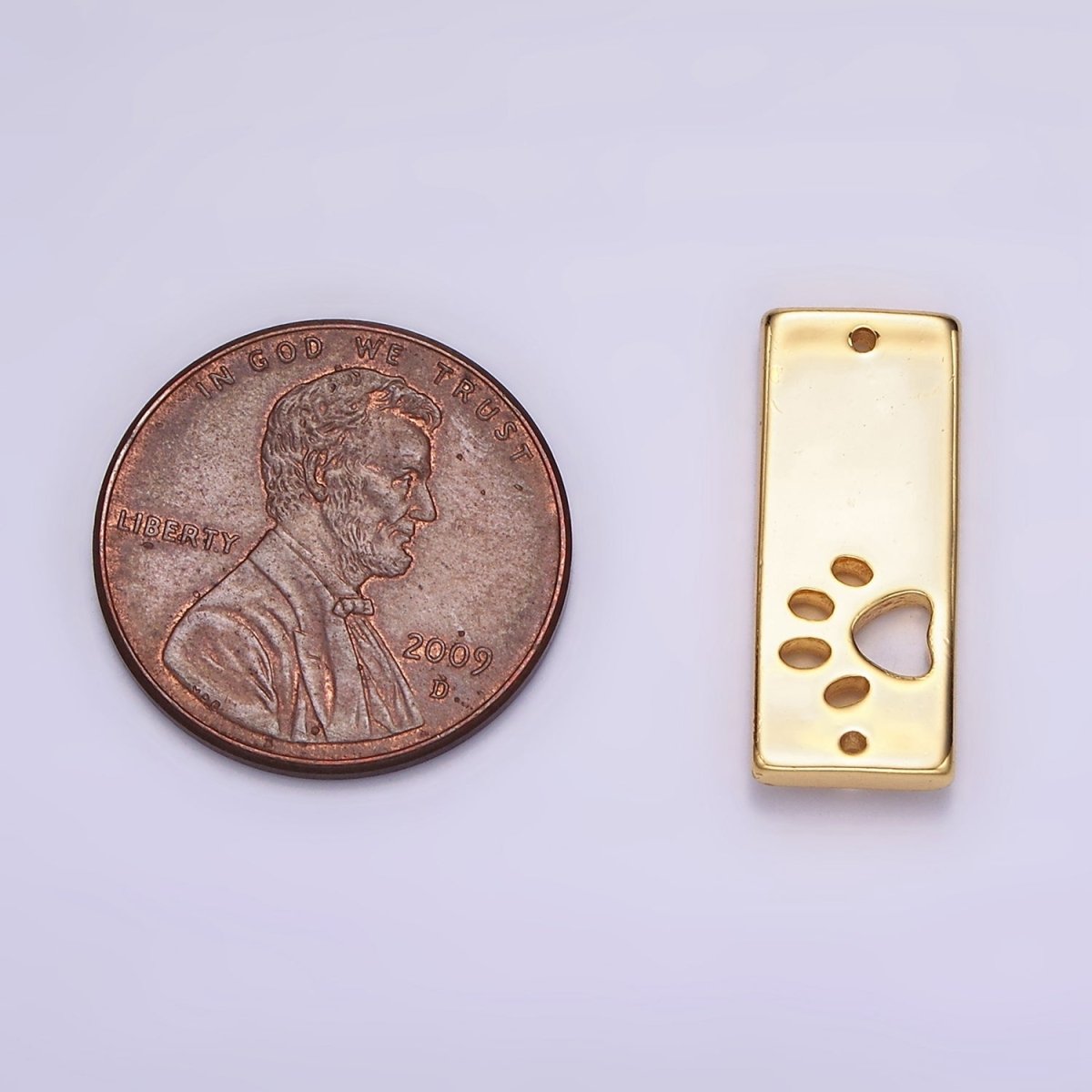 24K Gold plated Open Pawprint Pet Animal 8mm Rectangular Tag Connector | G806 - DLUXCA