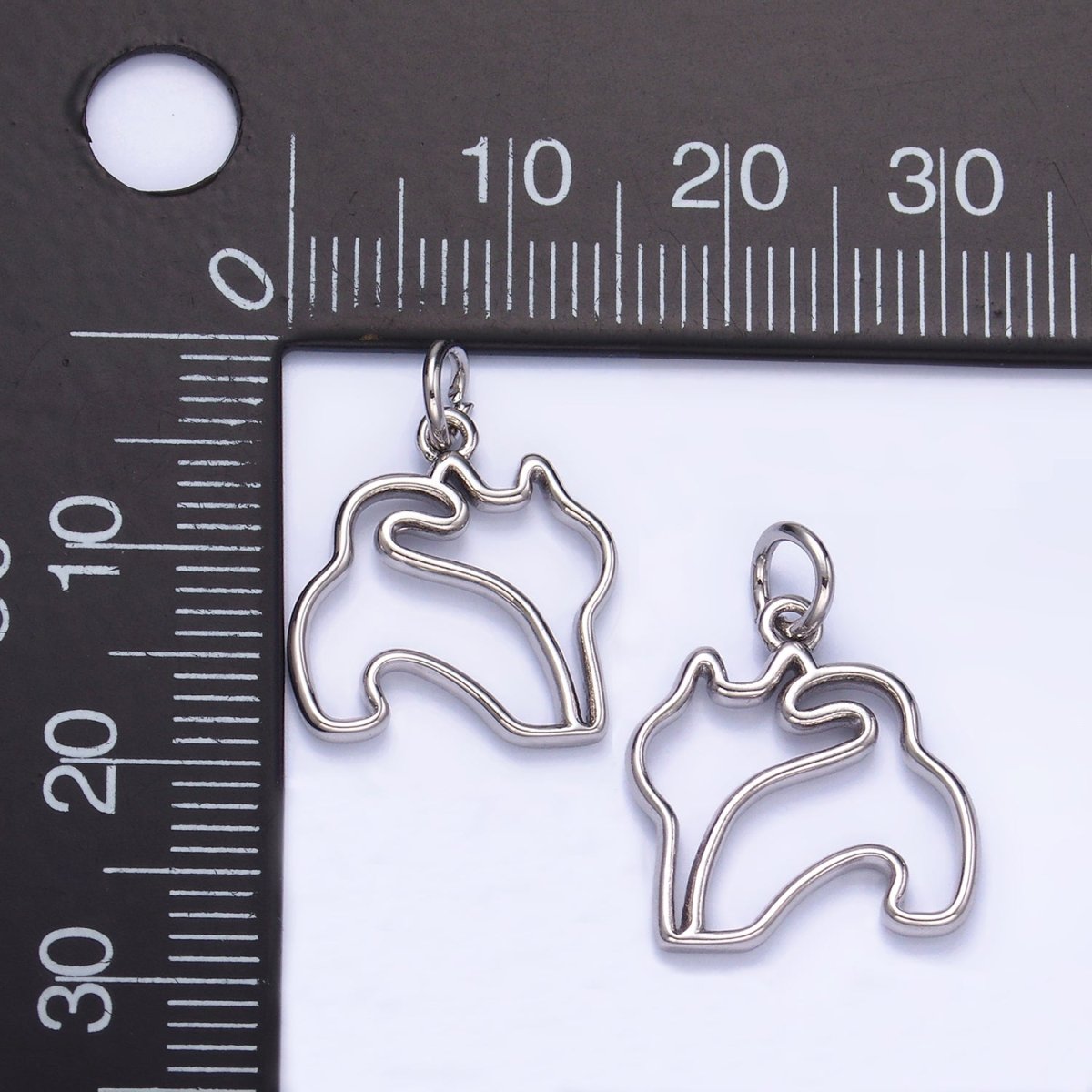 24K Gold plated Open Pet Butt Silhouette Outline Charm in Gold & Silver | W396 