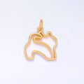 24K Gold plated Open Pet Butt Silhouette Outline Charm in Gold & Silver | W396 