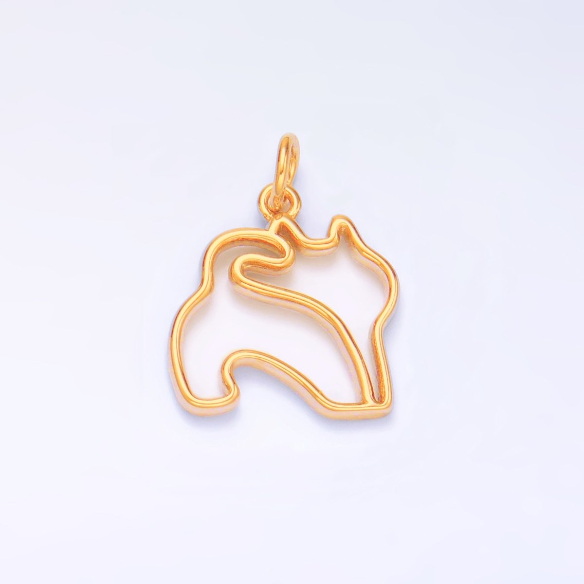 24K Gold plated Open Pet Butt Silhouette Outline Charm in Gold & Silver | W396 