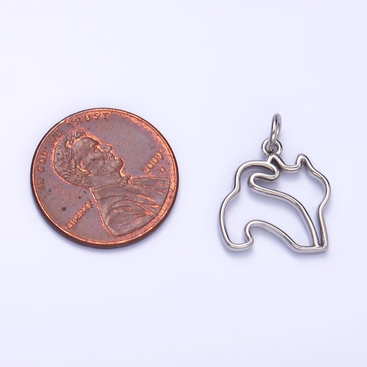 24K Gold plated Open Pet Butt Silhouette Outline Charm in Gold & Silver | W396 