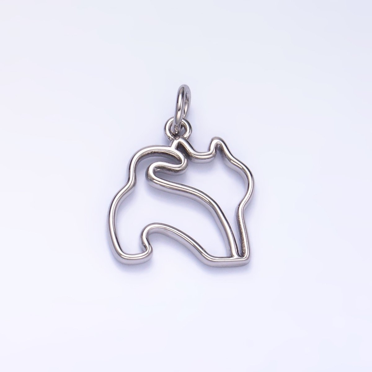 24K Gold plated Open Pet Butt Silhouette Outline Charm in Gold & Silver | W396 
