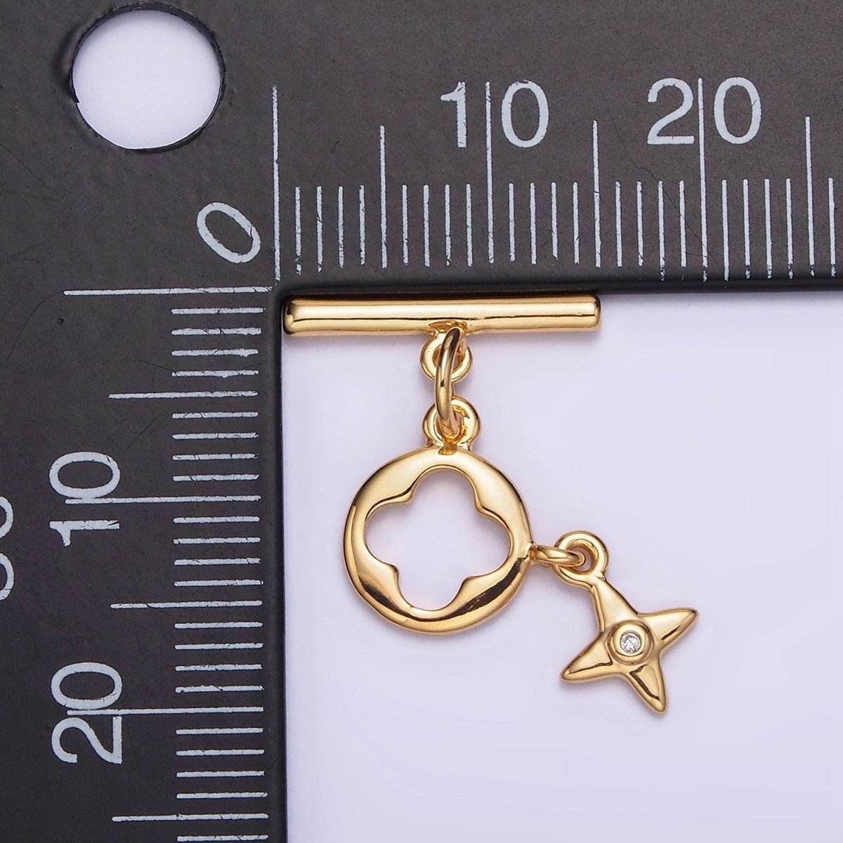 24K Gold plated Open Quatrefoil Star Drop OT Toggle Clasps Closure Jewelry Making Supply | Z-446 - DLUXCA