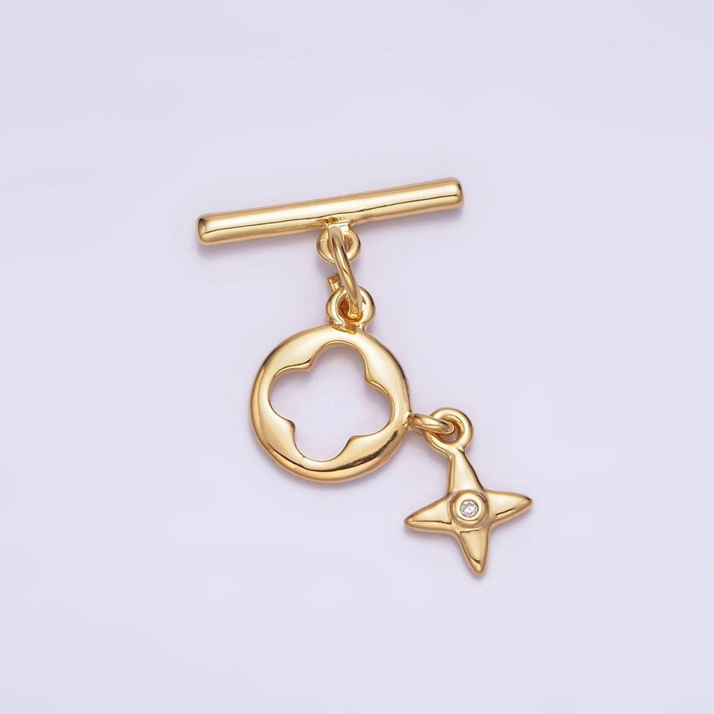 24K Gold plated Open Quatrefoil Star Drop OT Toggle Clasps Closure Jewelry Making Supply | Z-446 - DLUXCA