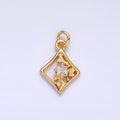 24K Gold plated Open Rhombus CZ Artisan Diamond Card Charm | W211 - DLUXCA