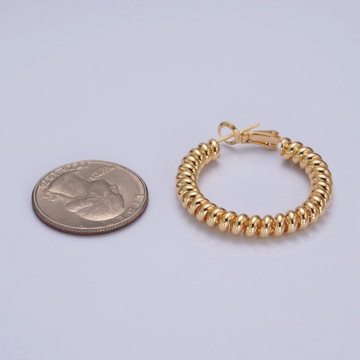 24K Gold plated Open Spiral Cord Lever Back Hoop Earrings in Gold / Silver P-302 P-303 - DLUXCA
