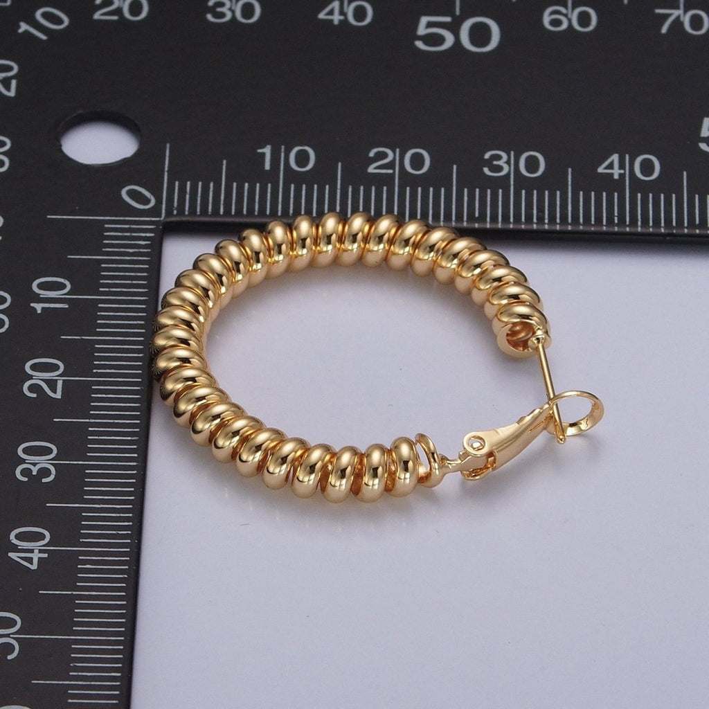 24K Gold plated Open Spiral Cord Lever Back Hoop Earrings in Gold / Silver P-302 P-303 - DLUXCA