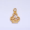 24K Gold plated Open Teardrop CZ Artisan Club Card Charm | W210 - DLUXCA