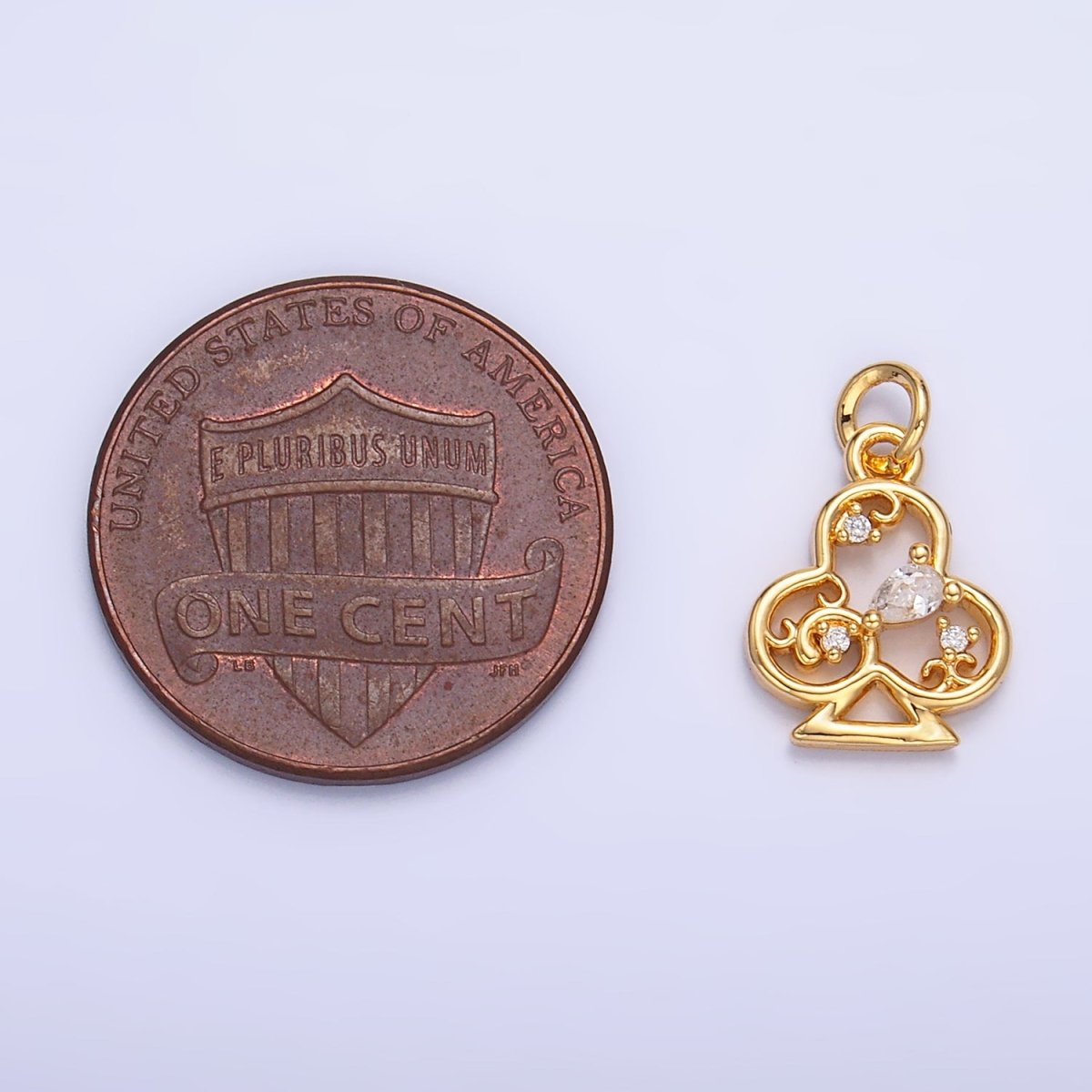 24K Gold plated Open Teardrop CZ Artisan Club Card Charm | W210 - DLUXCA