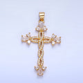 24K Gold plated Open Twisted Micro Paved Cross Pendant | AA984 - DLUXCA