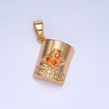 24K Gold plated Orange CZ Micro Paved Mug Cup Drink Pendant in Gold & Silver | AA994