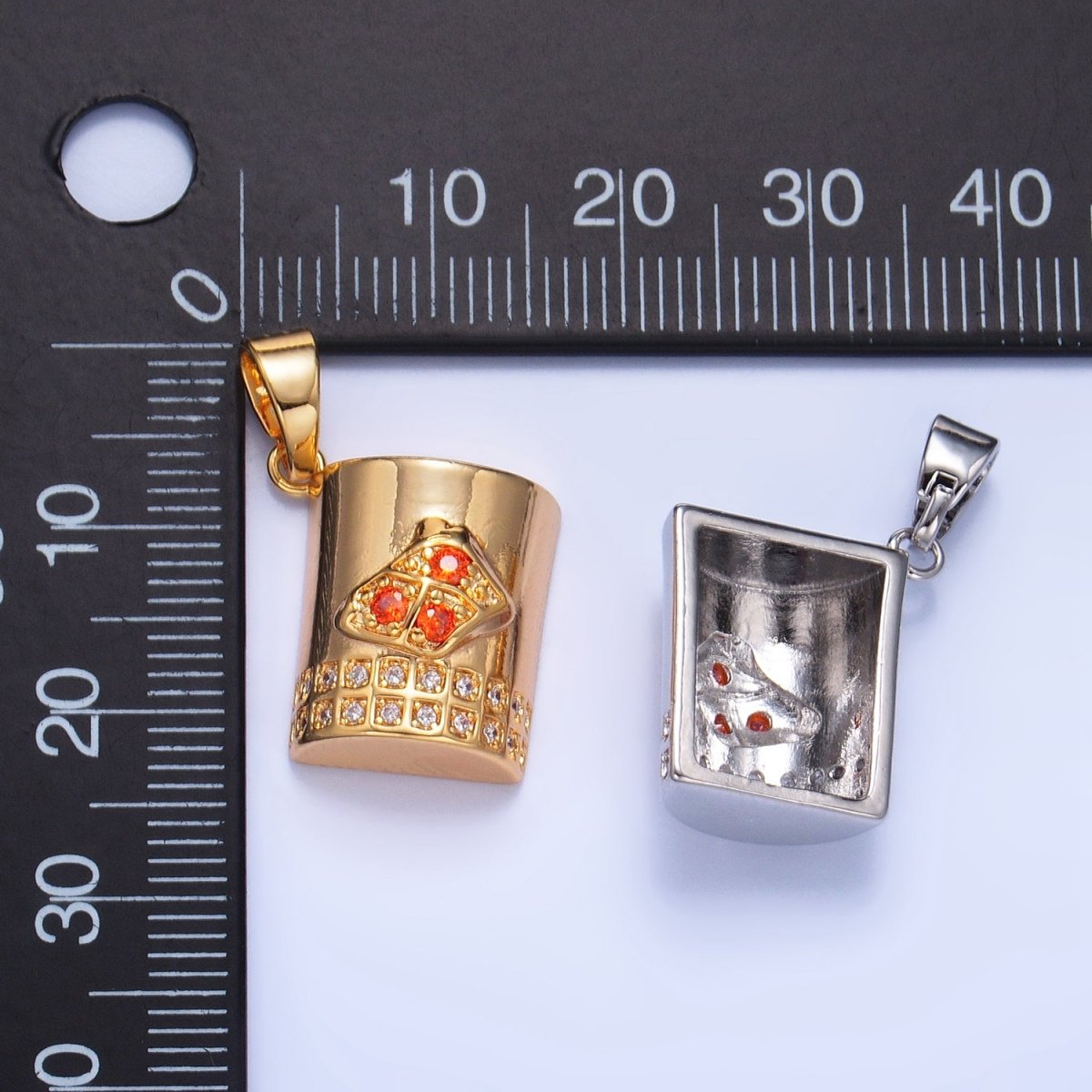 24K Gold plated Orange CZ Micro Paved Mug Cup Drink Pendant in Gold & Silver | AA994