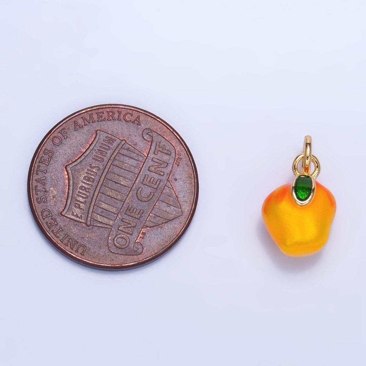 24K Gold plated Orange Tangerine Fruit Enamel Mini Multidimensional Charm | W061 - DLUXCA