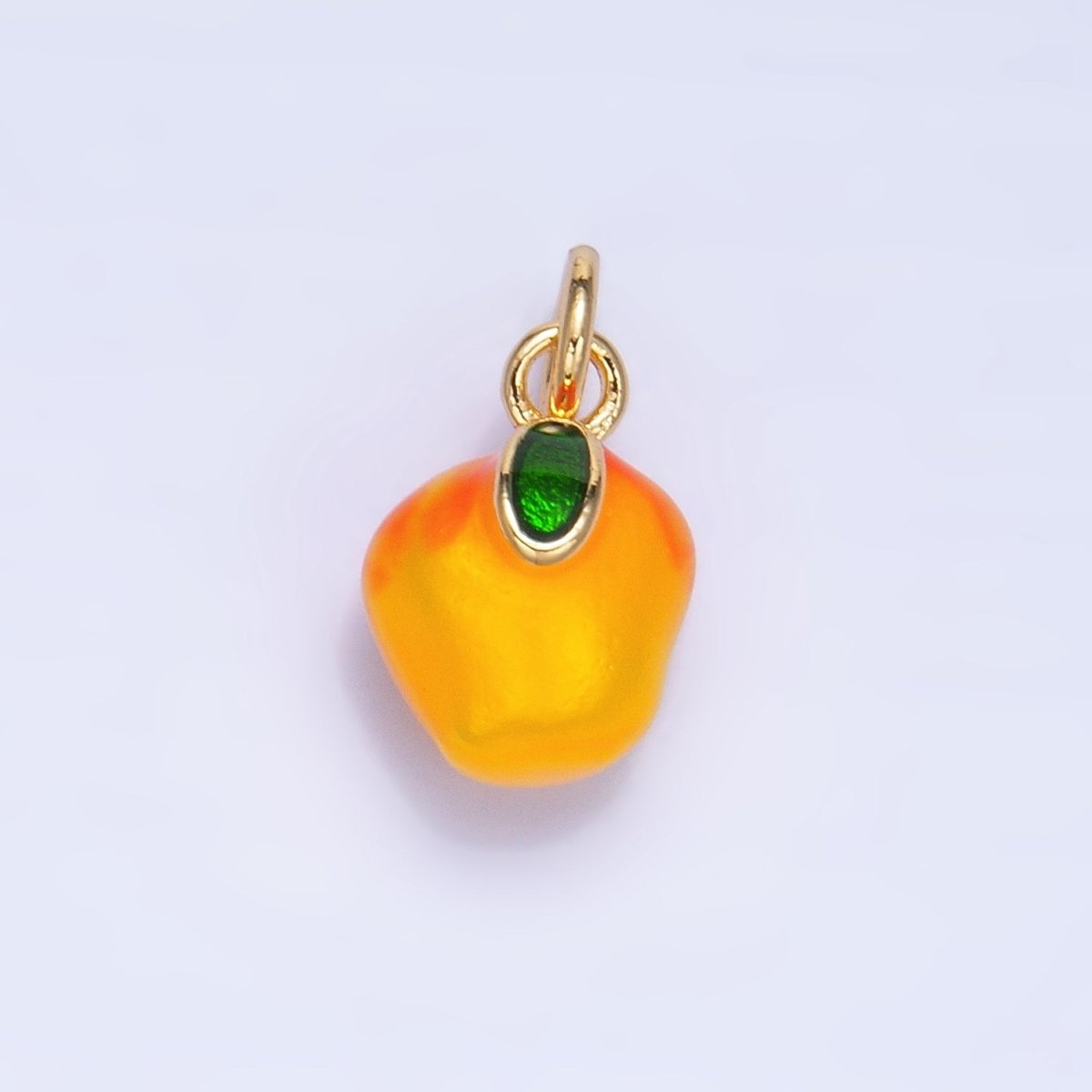 24K Gold plated Orange Tangerine Fruit Enamel Mini Multidimensional Charm | W061 - DLUXCA