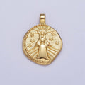 24K Gold plated Our Lady Guadalupe on Starry Night, Religious Virgin Mary Round Pendant For Necklace Making | X-488 - DLUXCA