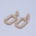 24K Gold plated Oval Baguette Zirconia Drop & Dangle Stud Earrings P-316 - DLUXCA