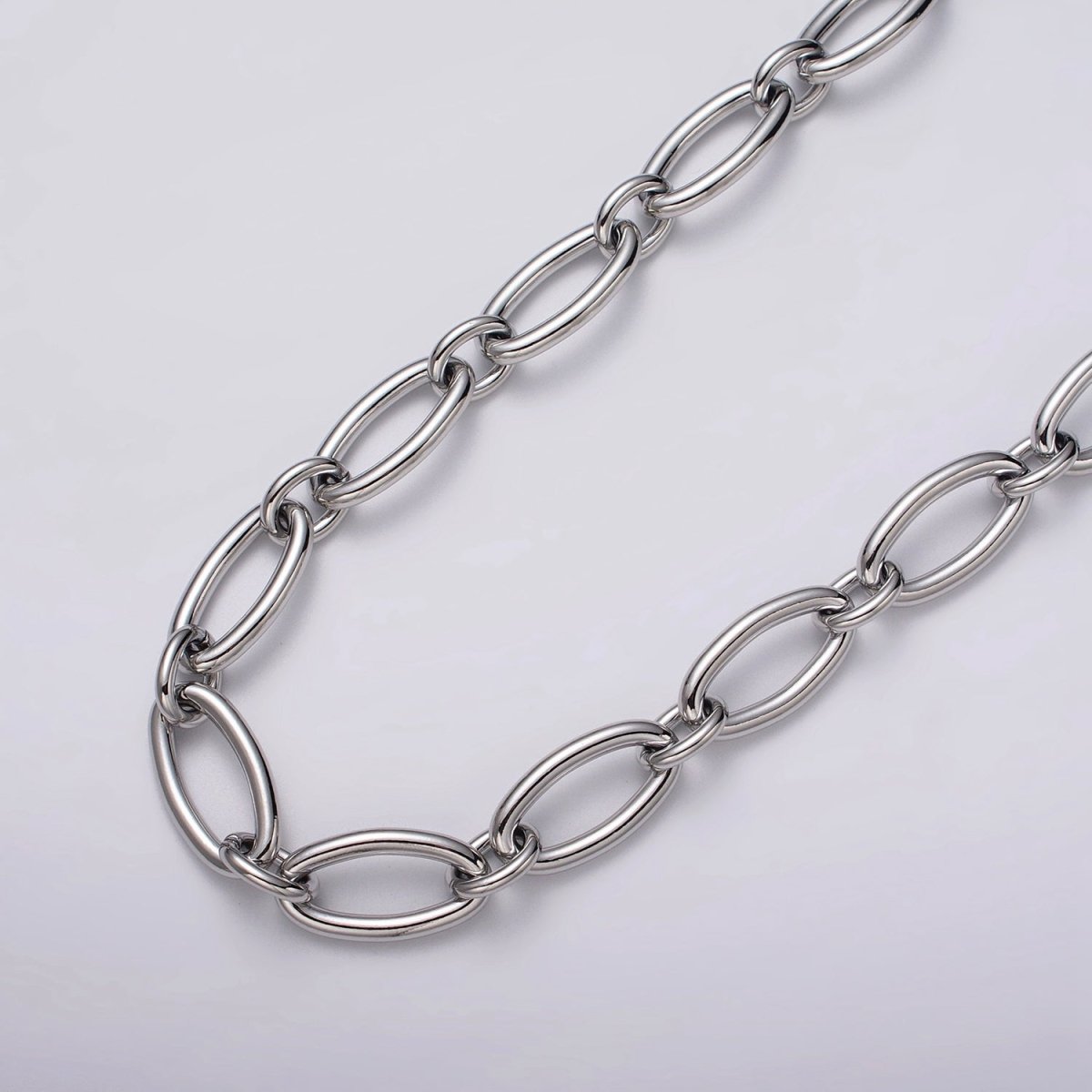 24k Gold plated Oval Cable Link Unfinished Chain by Yard in Gold & Silver | ROLL-1101 ROLL-1204 Clearance Pricing