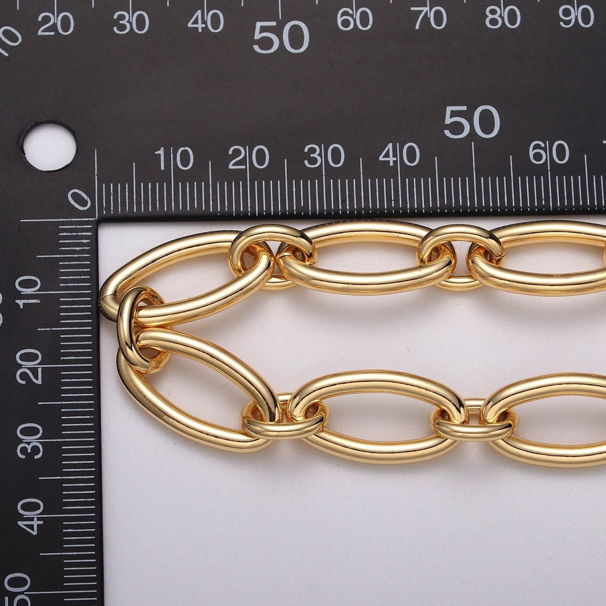 24k Gold plated Oval Cable Link Unfinished Chain by Yard in Gold & Silver | ROLL-1101 ROLL-1204 Clearance Pricing